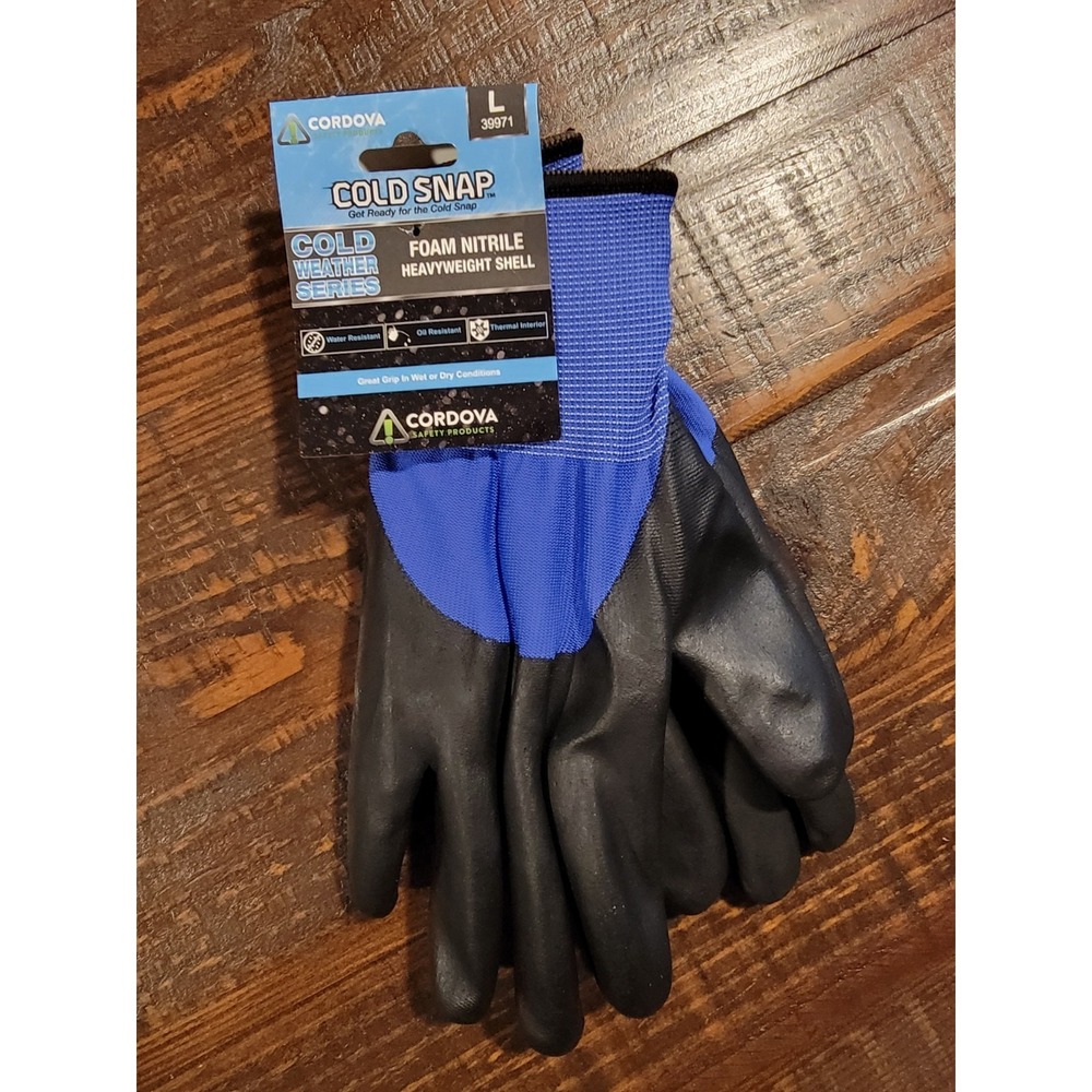 Cordova 39971 Cold Snap Foam Nitrile Winter Work Glove Lined - Size L waterproof